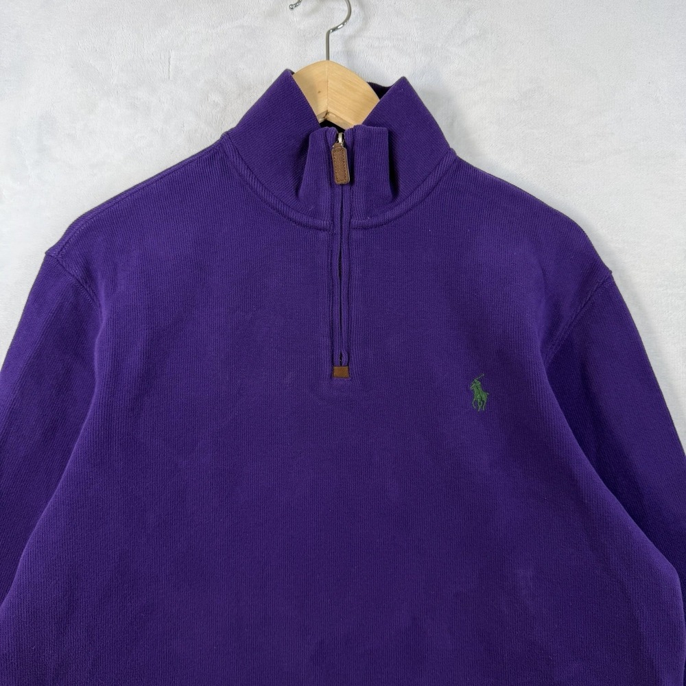 Polo Ralph Lauren Purple 1/4 Zip Pullover Long Sleeve Sweater Men's Medium